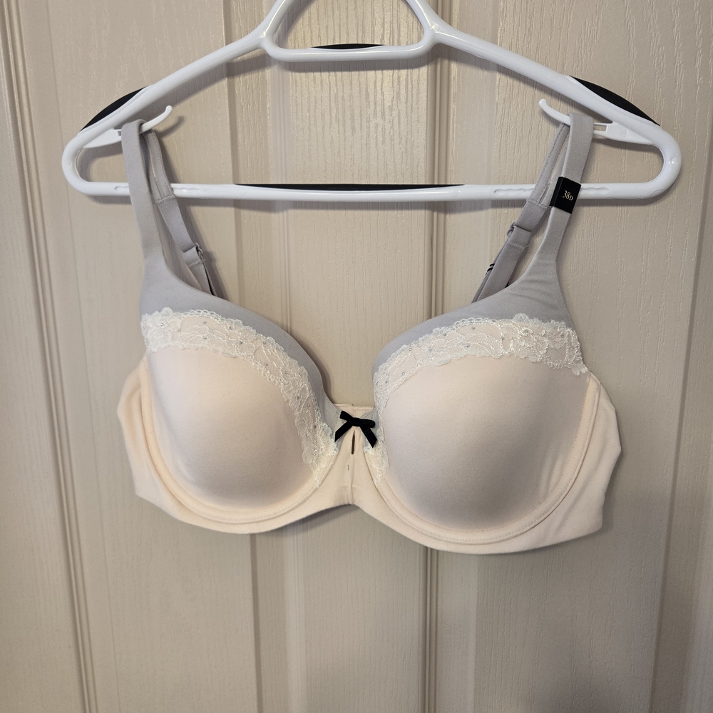 Victoria's Secret Body By Victoria Lined Demi Pale Pink and Gray Lace Bra